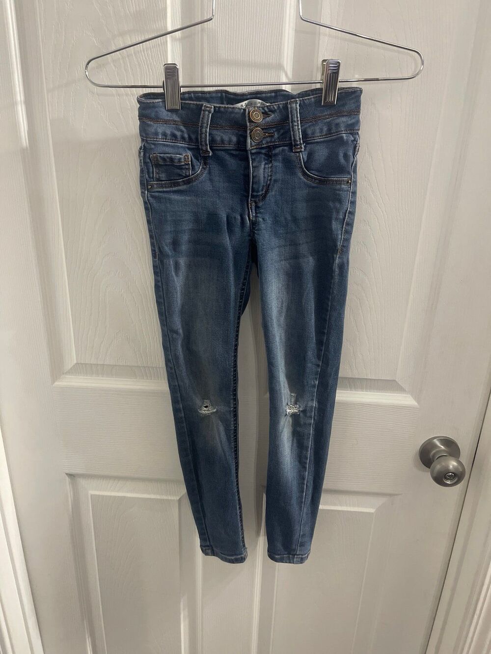 Mudd Girls Mid Rise Distressed Jean Legging Adjustable Waist Size 7